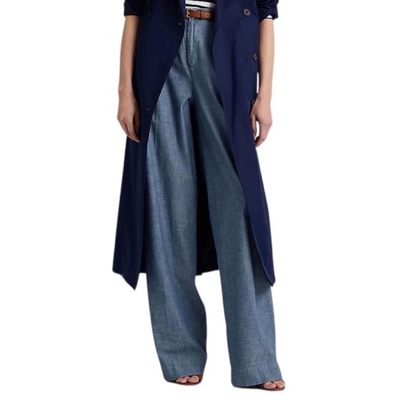 Women’s Lauren Ralph Lauren size 4 chambray pleated wide leg pants - Picture 4 of 9